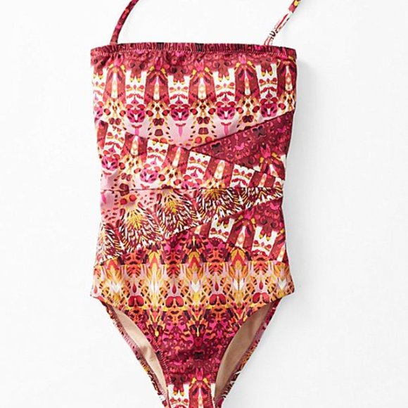 NWT Garnet Hill Spice Print 1 pc Swimsuit Size 12 - Picture 1 of 8